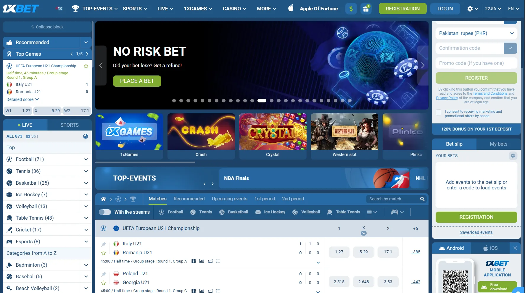 1xbet Pakistan online betting and casino platform 2025